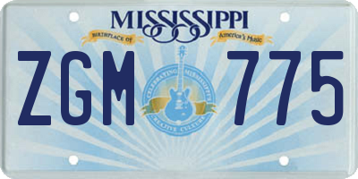 MS license plate ZGM775