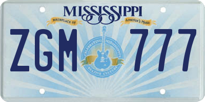 MS license plate ZGM777