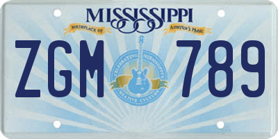 MS license plate ZGM789