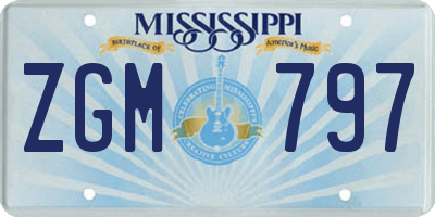 MS license plate ZGM797