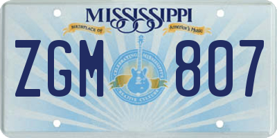 MS license plate ZGM807