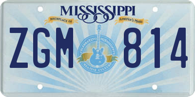 MS license plate ZGM814