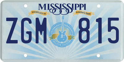 MS license plate ZGM815