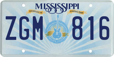 MS license plate ZGM816