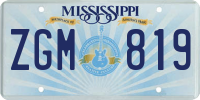 MS license plate ZGM819