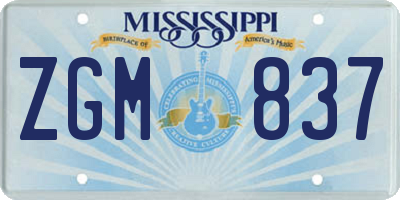 MS license plate ZGM837