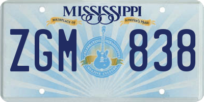 MS license plate ZGM838