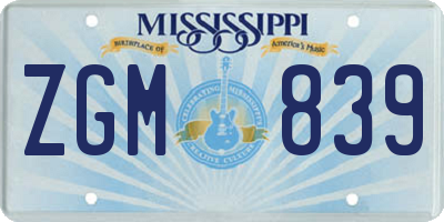MS license plate ZGM839