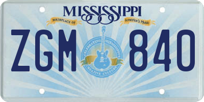MS license plate ZGM840