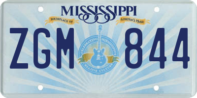 MS license plate ZGM844