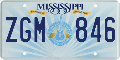 MS license plate ZGM846