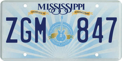 MS license plate ZGM847