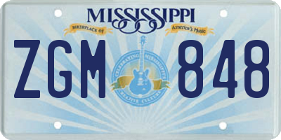 MS license plate ZGM848