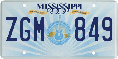 MS license plate ZGM849