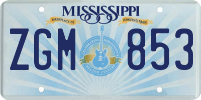 MS license plate ZGM853