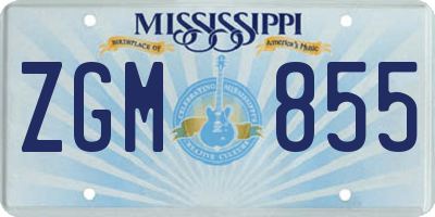 MS license plate ZGM855