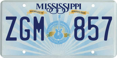 MS license plate ZGM857