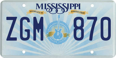 MS license plate ZGM870
