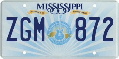 MS license plate ZGM872
