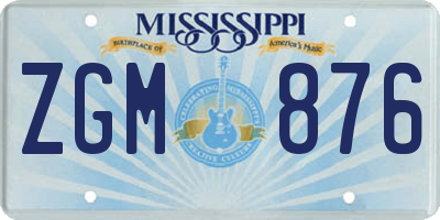 MS license plate ZGM876