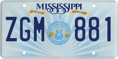 MS license plate ZGM881