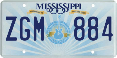 MS license plate ZGM884