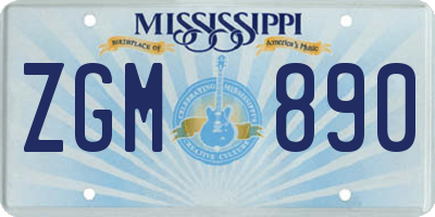 MS license plate ZGM890