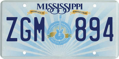 MS license plate ZGM894