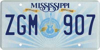 MS license plate ZGM907