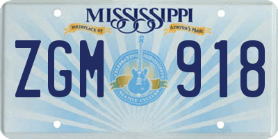 MS license plate ZGM918