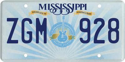MS license plate ZGM928