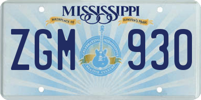 MS license plate ZGM930