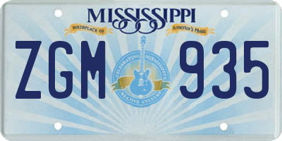 MS license plate ZGM935