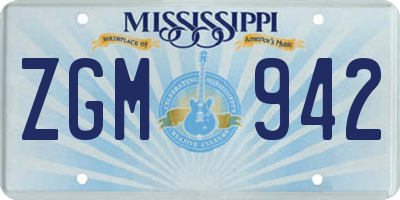 MS license plate ZGM942
