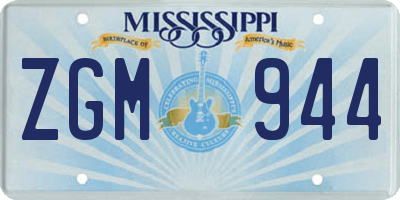 MS license plate ZGM944