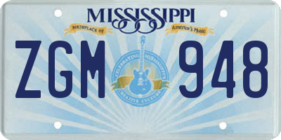MS license plate ZGM948