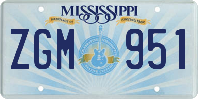MS license plate ZGM951