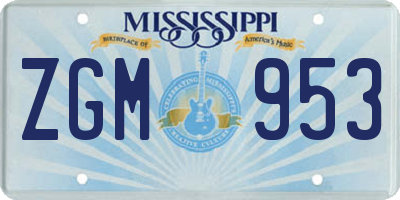 MS license plate ZGM953