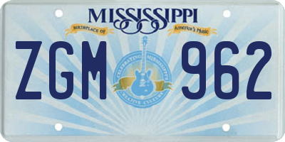 MS license plate ZGM962