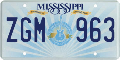 MS license plate ZGM963