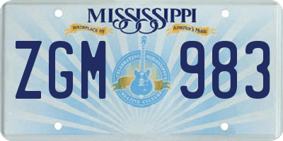 MS license plate ZGM983