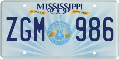MS license plate ZGM986