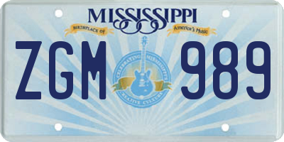 MS license plate ZGM989