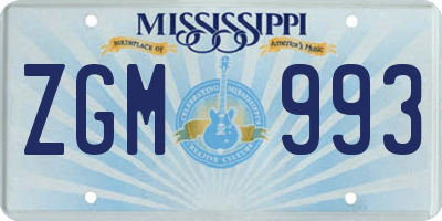 MS license plate ZGM993
