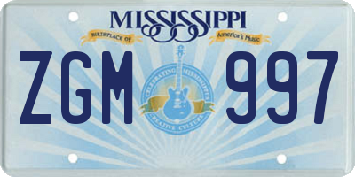 MS license plate ZGM997