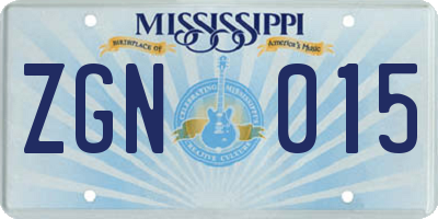 MS license plate ZGN015