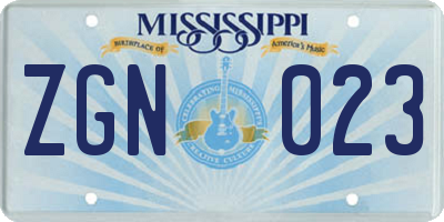MS license plate ZGN023