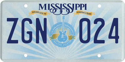 MS license plate ZGN024