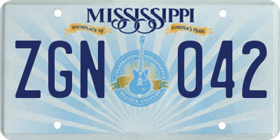 MS license plate ZGN042