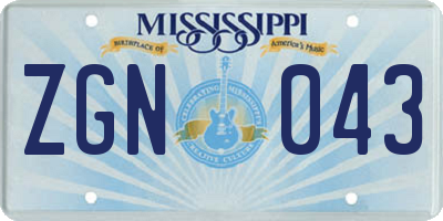 MS license plate ZGN043